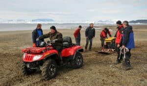 Czech scientists working with an ATV in the field near James Ross Island. Photo: Czech Antarctic Programme
