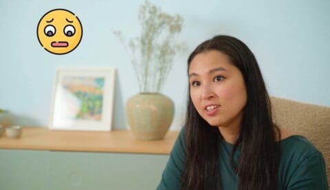 In the new video course, Dina, the host, speaks directly to Greenlanders struggling with anxiety. The course also employs animations like emojis to convey its messages. Photo: Screenshot from mindhelper.gl