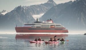 The 100pax Greenland Explorer designed by KNUD E. HANSEN will attempt to make cruise ship visits mutually beneficial for remote Arctic settlements. Image: KNUD E. HANSEN artist’s impression. Courtesy Visit Greenland. Photo by Mads Pihl.