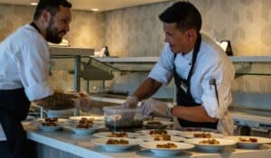Greenlanders Miki Siegstad (on the left) and Peter Berthelsen are about to embark on their third seasons as chefs on the cruise ship Ultramarine. Photo: Stephen Des Roches