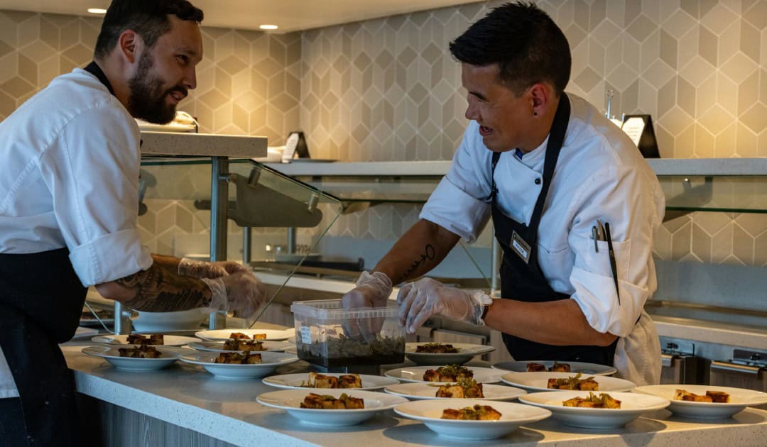 Greenlanders Miki Siegstad (on the left) and Peter Berthelsen are about to embark on their third seasons as chefs on the cruise ship Ultramarine. Photo: Stephen Des Roches