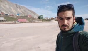 The Greek PhD-student Apostolos Tsiouvalas during his field work in Avanersuaq, Northwest Greenland. There, he interviewed locals to figure out how they had been affected by international law. Photo: Apostolos Tsiouvalas