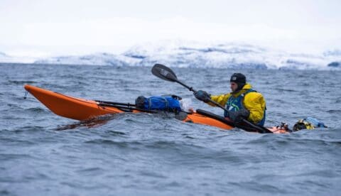 Mike Keen on his way up the coast of Greenland. Photo curtesey