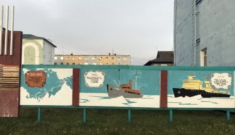 A painted history of the Northern Sea Route, photographed in Tiksi in 2019. Photo: Olga Povoroznyuk