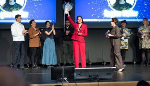 Regine Møller won Paasisavut, the bi-annual Greenlandic PhD-competion, with a five-minute presentation on her research in the small town of Isortoq. Photo: Emil Stach