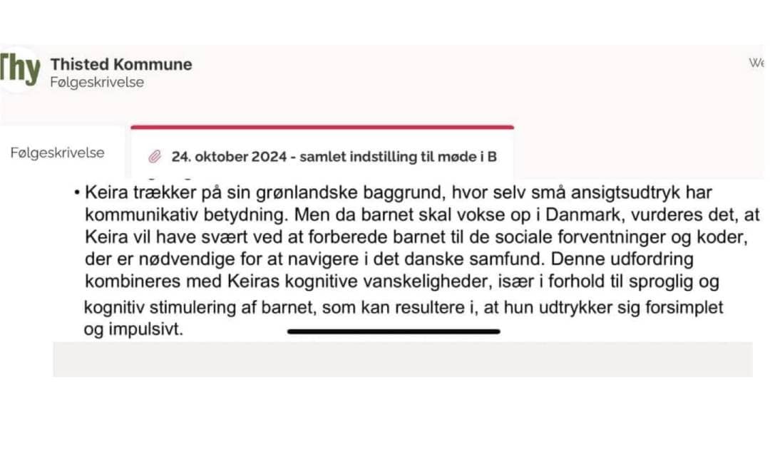 The Thisted municipality of Denmark sent Keira Alexandra Kronvold some comments on why her child was removed two hours and 15 minutes after its birth. The reasoning has since surfaced and can be read here (in Danish). Source of image: Pernille Benjaminsen on LinkedIn