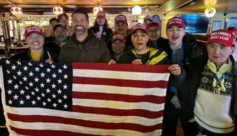 The pub Daddy's is known locally in Nuuk as a place where Danish people often go. But while Trump Jr. was there that did not seem to be the case. Photo: Donald Trump Jr. on X