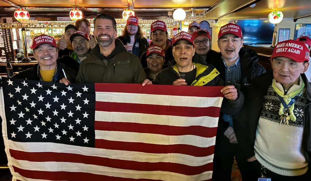 The pub Daddy's is known locally in Nuuk as a place where Danish people often go. But while Trump Jr. was there that did not seem to be the case. Photo: Donald Trump Jr. on X